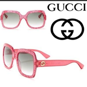 Authentic Gucci 54mm pink glitter sunglasses